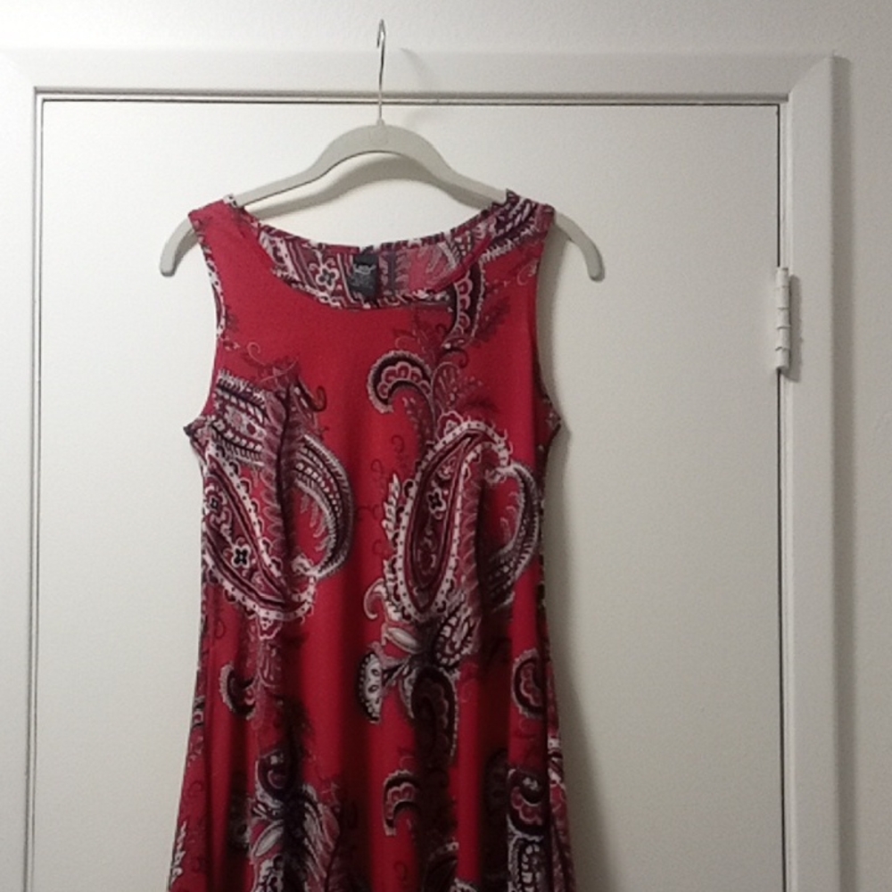 Printed Pocket Red Sleeveless Tunic - Picture 2 of 8